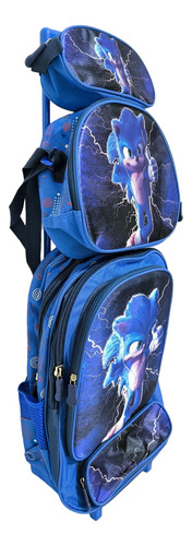 Mochila Carro Grande 3d Primaria Kit 3 Piezas Diseños Disney