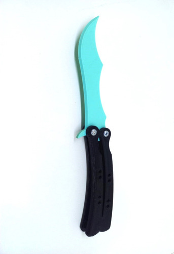 Cuchillo Mariposa Fijo Csgo Tamaño Real Sin Filo 3d Aqua