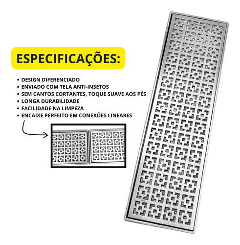 Grelha 15x50 Alumínio Dubai Com Tela E Aro