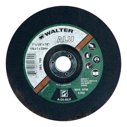 Disco De Desbaste Alumínio 7 X 1/4 X 7/8 Pol. 08l700 Walter