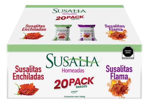 Susalia Botana Maiz Nopal Horneada Flamas Enchiladas 20 Pack