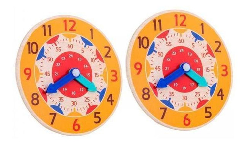 Reloj De Madera Montessori De 2x2 Piezas, Juguete