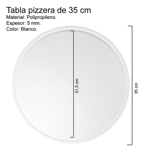 Tabla Pizzera 35cm Plastica Blanca Tabla Para Pizza Bz3