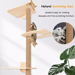 Cat Tree Wall Mounted Tall Scratching Post For Indoor Cats C