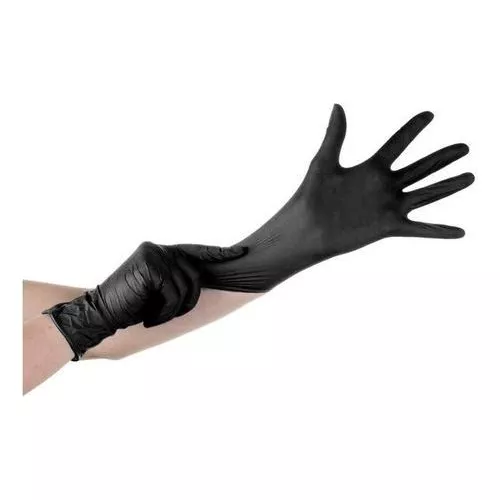  Caja de 100 guantes de nitrilo negros Ammex Abnpf, desechables,  médicos, sin polvo, sin látex, para examinar, 4 mil, Negro, 100 :  Industrial y Científico
