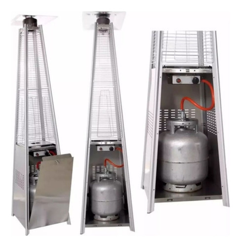 Aquecedor Ambiente Externo Quartzo A Gás Pirâmide Aço Inox
