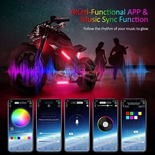 Kit Luces Led Motocicleta 8 Piezas Tiras Luces Led Rgb Moto