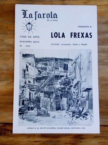 Invitación A Exposición De Obras De Lola Frexas Año 1976