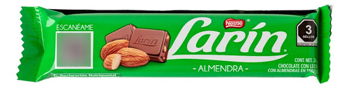 Barra De Chocolate Larín Almendra 1pz De 24g