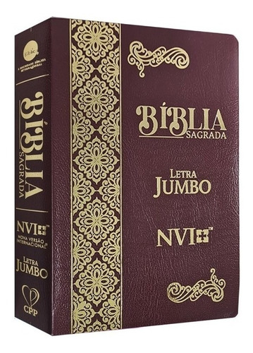 Bíblia Sagrada Letra Jumbo Nvi Capa Couro Sintético Bordô