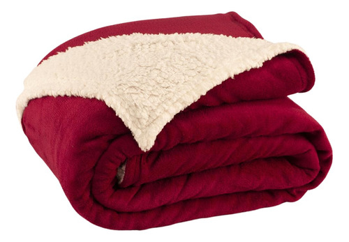 Cobertor Polaris Solteiro Sherpa Manta Fleece 1 Peça - Vinho