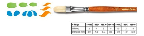 Plantec 8642 Pincel Lengua De Gato Pelo De Cerda Blanca Nº12