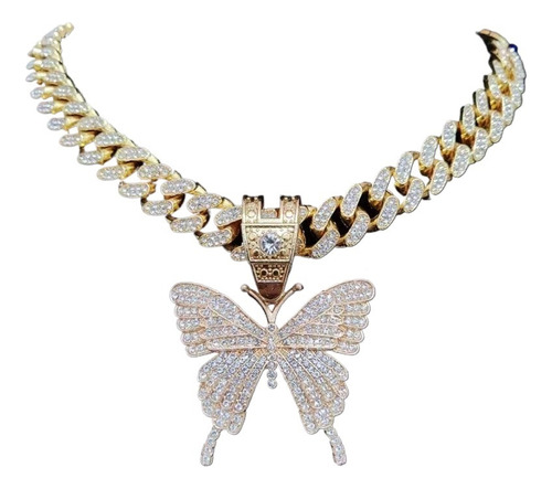 Hombres Mujeres Hip Hop Iced Out Bling Mariposa Colgante