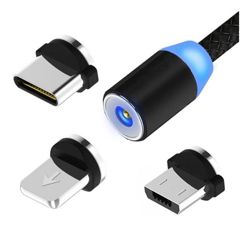 Cable Usb Magnético 3en1 Para Android Microusb B / C / Apple