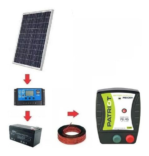 Impulsor Cerca Eléctrica Kit Solar Patriot 12vac 20km - 70km