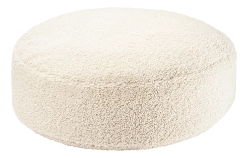 Puff De Suelo Almohadon Fiaca Redondo Boucle Blanco