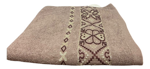 Juego 3 Toallas De Baño Grande Cuerpo Completo Algodón Suave Color Beige Diseño 1