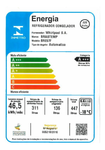 Refrigerador / Geladeira Brastemp Bre57fk 447l 2 Portas Inox