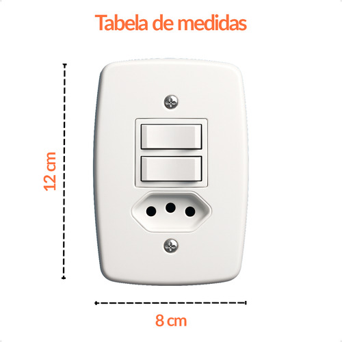 Interruptor 2 Teclas Paralelas Tomada 10a Ideale Pluzie 3223