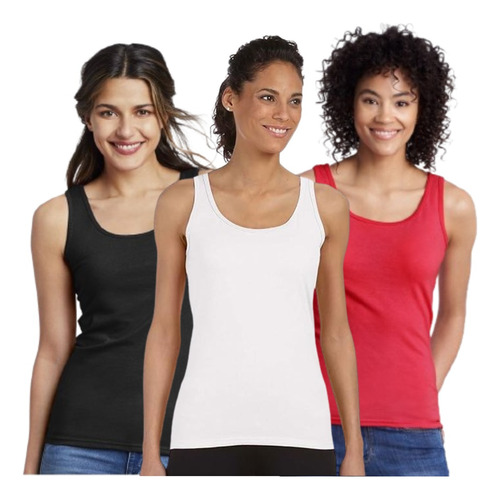 3 Camisetas Básicas Esqueleto 100% Algodón Suavizado Mujer