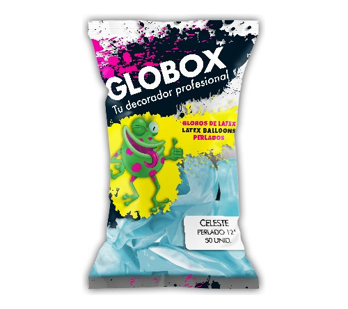 Imagen 1 de 1 de Globos Latex Perlados Globox Celestes X 50 U