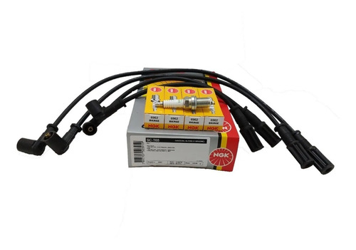 Kit Cables De Bujia + 4 Bujias Ngk Fiat Mobi 1.0