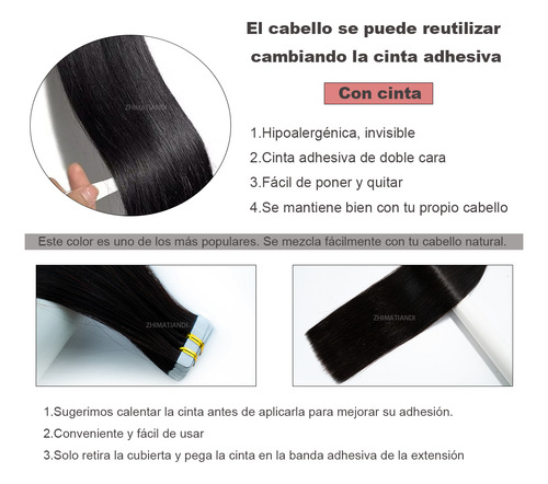 40 Pzs Extensiones De Cabello Con Base Pu Humano Real 45cm Pu-2x-castaño Muy Oscuro