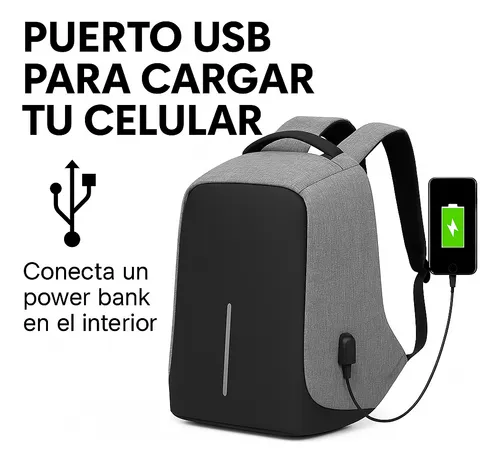 Mochila Antirrobo con Sistema de Seguridad - Vista lateral