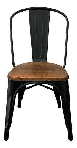 Pack 4 Sillas Metalicas Base Madera Tolix Comedor Bar Negra