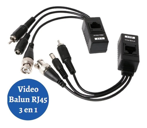 Video Balun Pasivo Hd Par Rj45 3 En 1 Video + Power+ Audio 