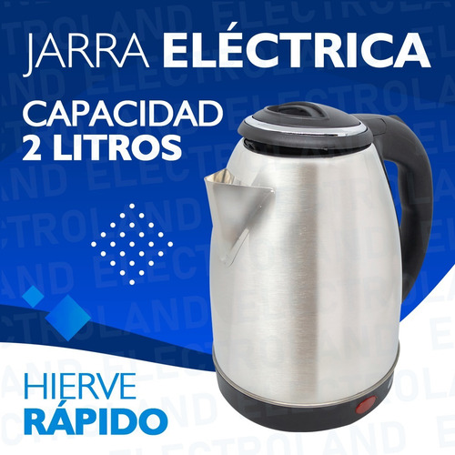 Imagen 2 de 10 de Jarra Pava Eléctrica Acero 2l Corte Automático Infusiones