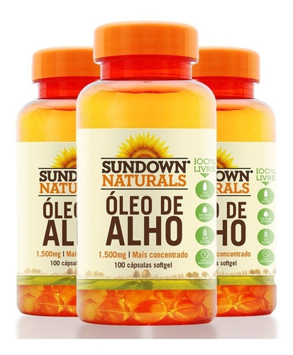 Kit 3 Óleo De Alho Garlic 1500mg Sundown 100 Cápsulas