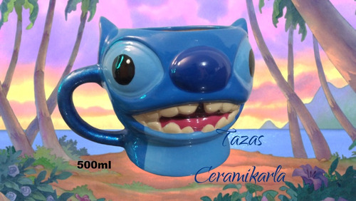 Stitch Disney Taza 3d Cerámica 500ml