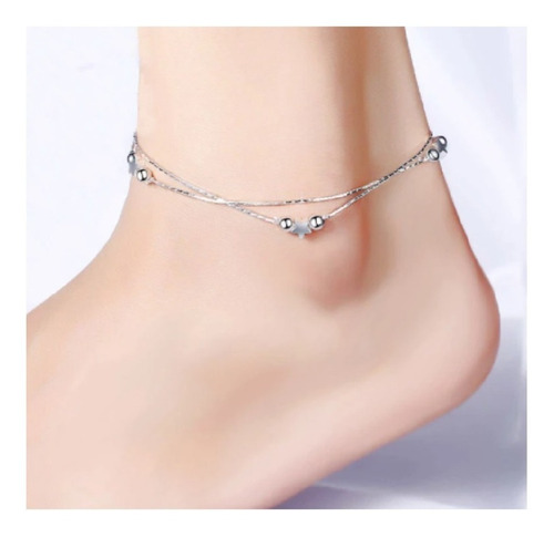 Hermosa Tobillera, Pulsera De Plata 925 Con Pequeña Estrella