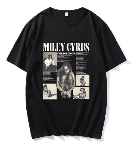 Camiseta De Algodón De Manga Corta Estampada Miley Cyrus