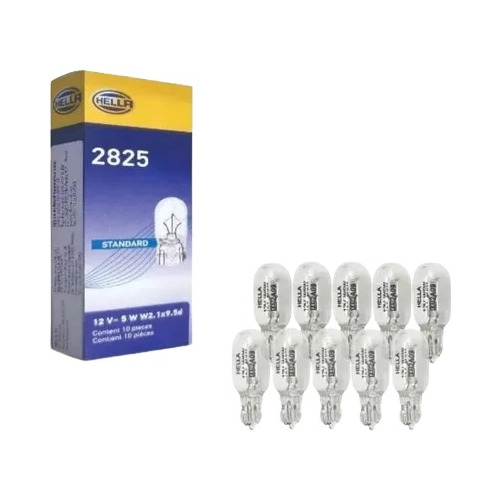 10x Lampada Pingao W5w Base Vidro 12v 5w 2825