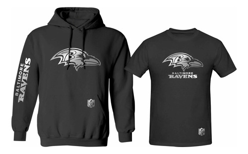 Kit Sudadera + Playera Estilo Baltimore Ravens Nfl Silver