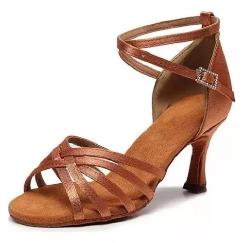 Zapatos de baile de tacón bajo cubano para mujer, zapatos de baile latino,  zapatos de práctica para principiantes, con purpurina, cómodos tacones de