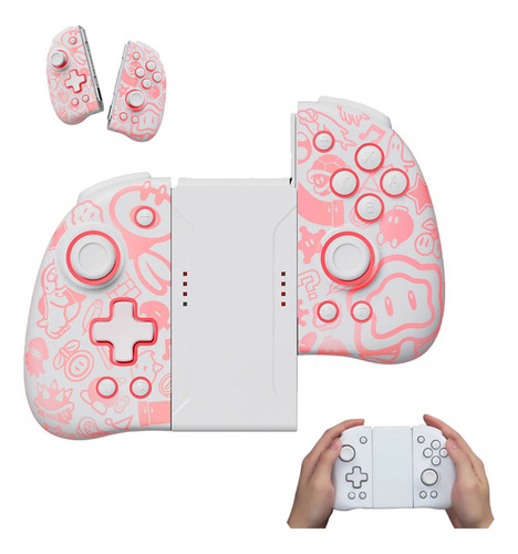 Controle Funlab Série Firefly Sem Fio Cor Branco Para Nintendo Switch，PC, Celulares, Steam Deck - Com Com padrão luminoso oculto，Função de mapeamento ，turbo ajustável ，Cria Macros,, Ergonômico