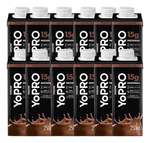 Danone Yo Pro Chocolate 15g Proteina Whey Yopro 12 unidades
