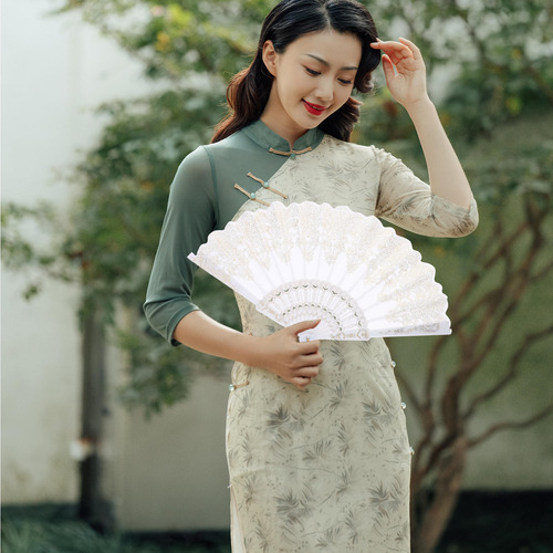 Ventilador De Mano Plegable Grande Con Estampado De Estilo C