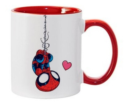 Taza Spiderman Amor Colgado Beso De Cabeza