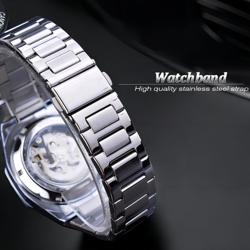 Relojes luminosos mecánicos Forsining Fashion para hombre, color de fondo dorado/blanco