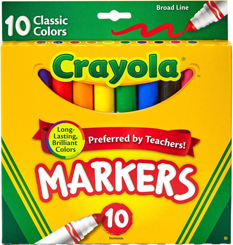 Marcadores No Lavables Crayola, Punta Ancha, Colores