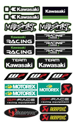 Kawasaki Kit De Stickers Para Moto Planilla Kw05