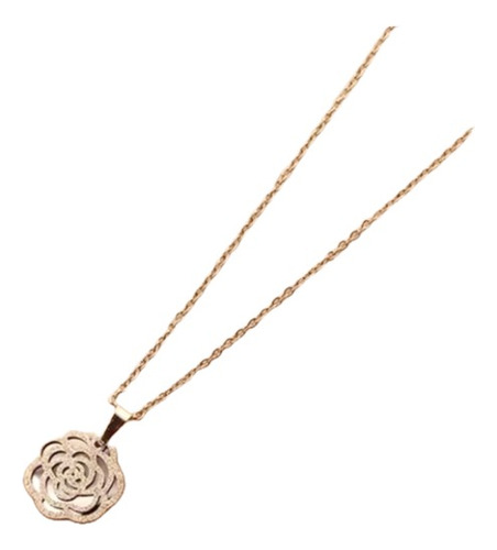 Collar Con Colgante De Flor De Camelia Acero (oro Rosa)
