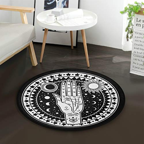 Alfombra De Área Agona Tarot Sol Y Luna Mística Negro Blanco