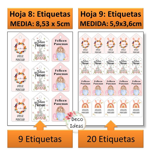 Imagen 6 de 6 de Kit Imprimible Pascuas 002 Tags, Etiquetas, Stikers Y Cuadro