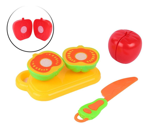 Brinquedo Kit Cozinha De Plástico 06 Peças Frutas Velcro