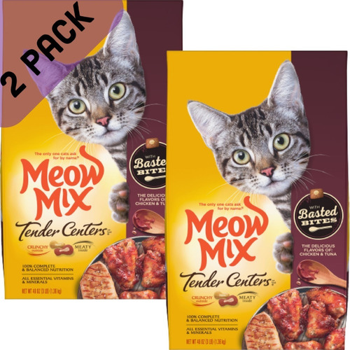 Meow Mix Tender, Comida Seca Para Gatos Bolsa De 3 Lbs (2)